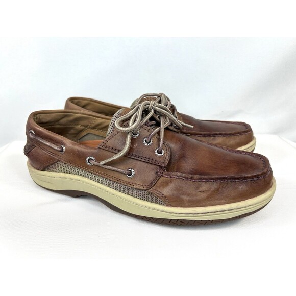 Sperry Top Sider Men's Size 9 W Brown Low Top Leather Boat Shoes - Picture 1 of 11